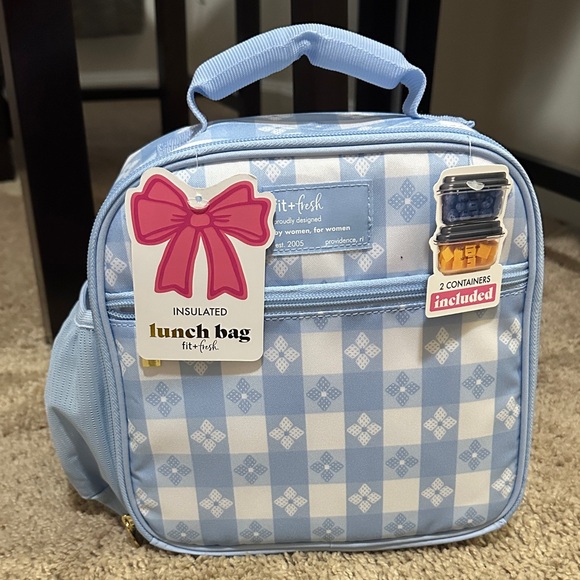 Fit + Fresh Handbags - Light Blue Checkered Lunch Bag